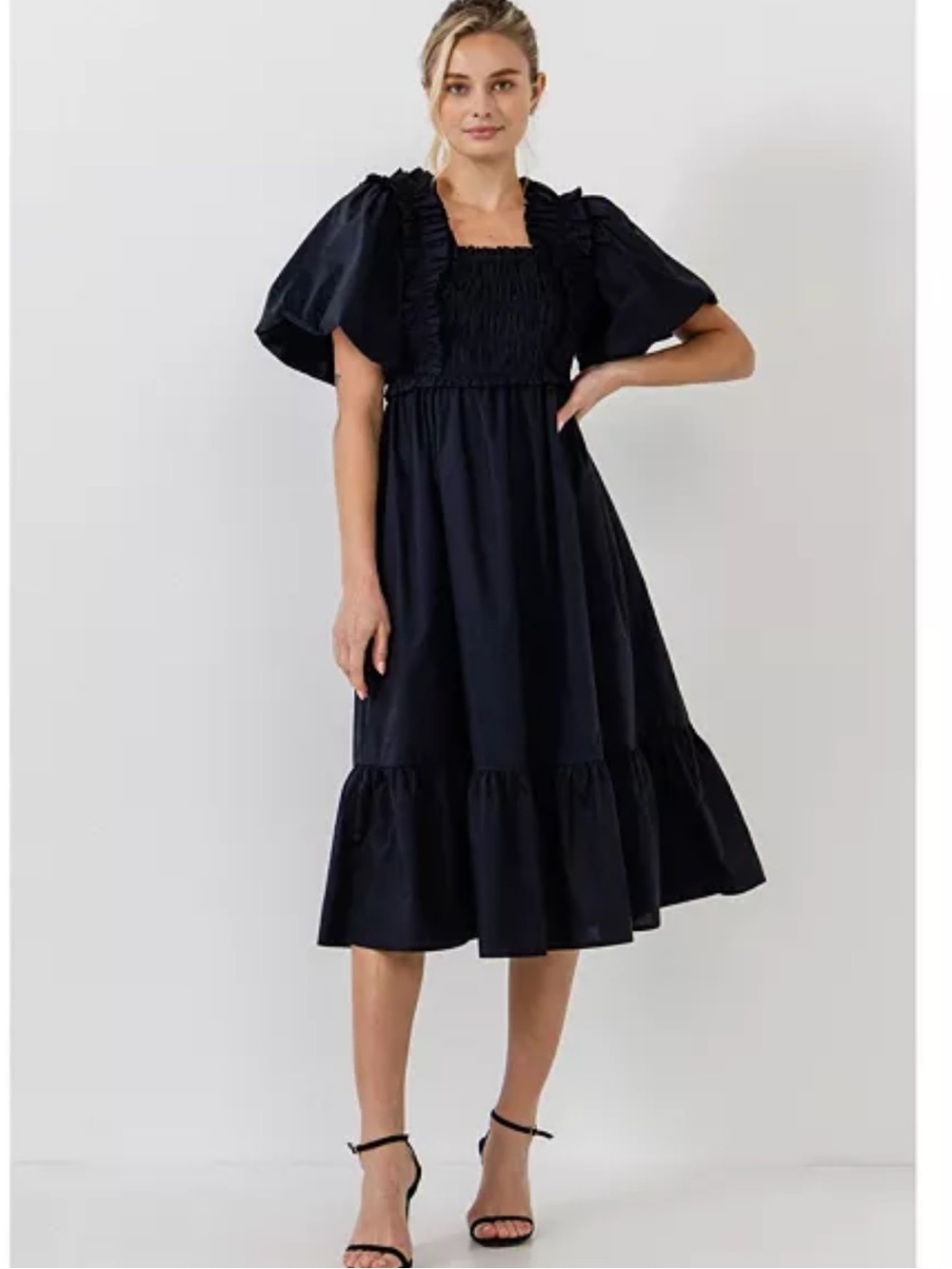 English Factory Ruffled Smocked Midi Dress - Picture 3 of 3